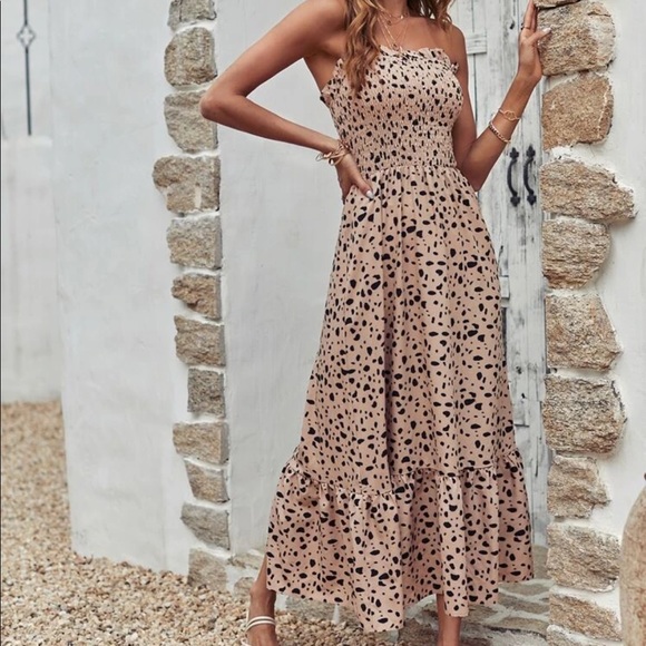Boho dot strapless maxi dress - Picture 3 of 7